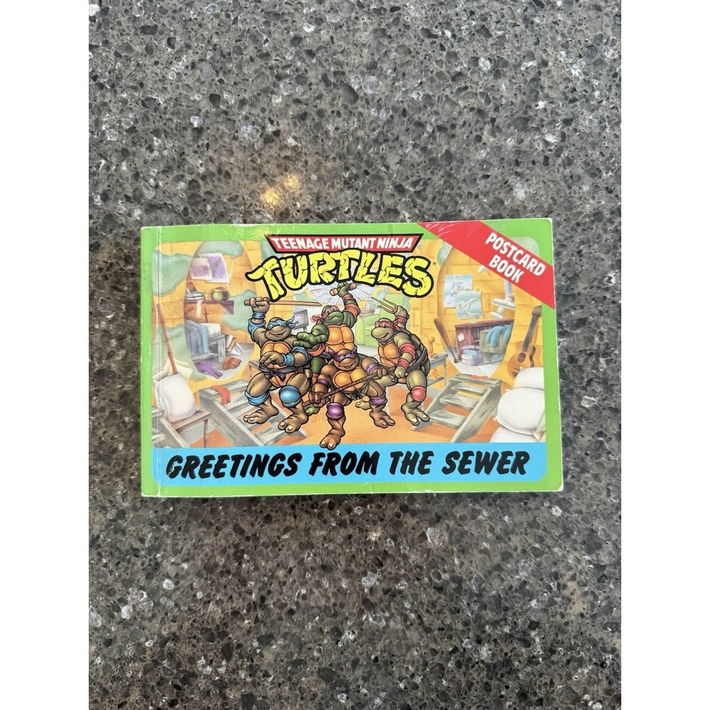 Vtg Teenage Mutant Ninja Turtles Greetings From the Sewer 24 Postcard Book 1990